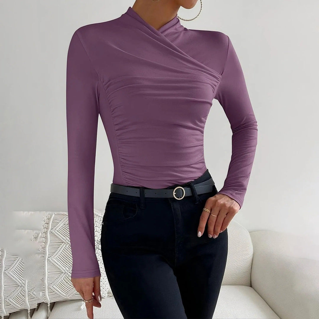 Elegant Wrap Long-Sleeve Blouse for Women