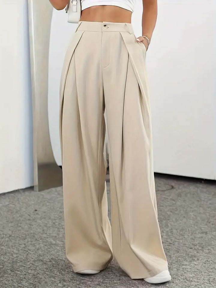 High-Waist Trousers with Pleats for Women