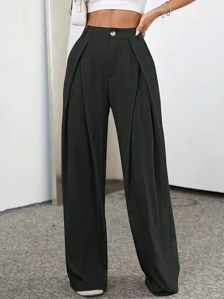 High-Waist Trousers with Pleats for Women