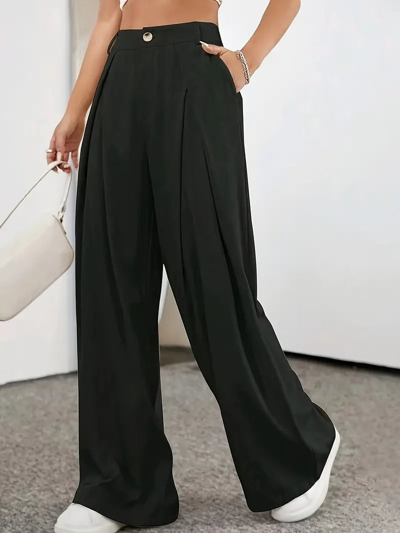 High-Waist Trousers with Pleats for Women